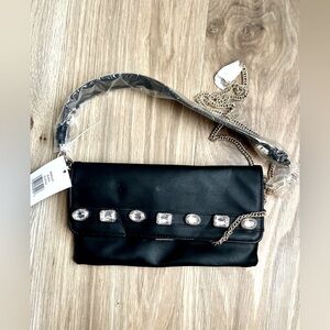 Steve Madden Bamulet Crossbody and Clutch Bag ..Black With Rhinestone NWT